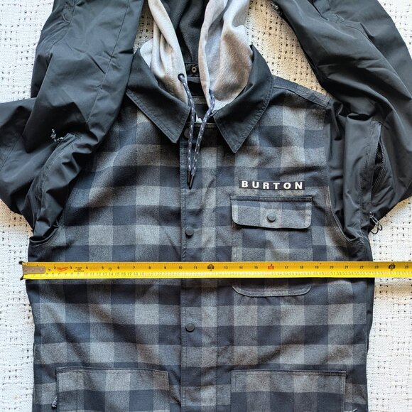 Men’s Burton Dunmore Snowboard Ski Hooded Jacket Black and Gray Plaid Size M - Picture 5 of 8